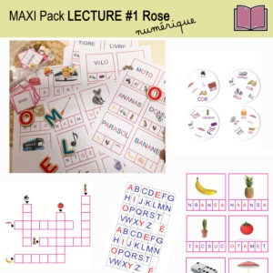 Maxi Pack Lecture rose ; dobble + cartes pinces + mots croisés + bonus - numérique