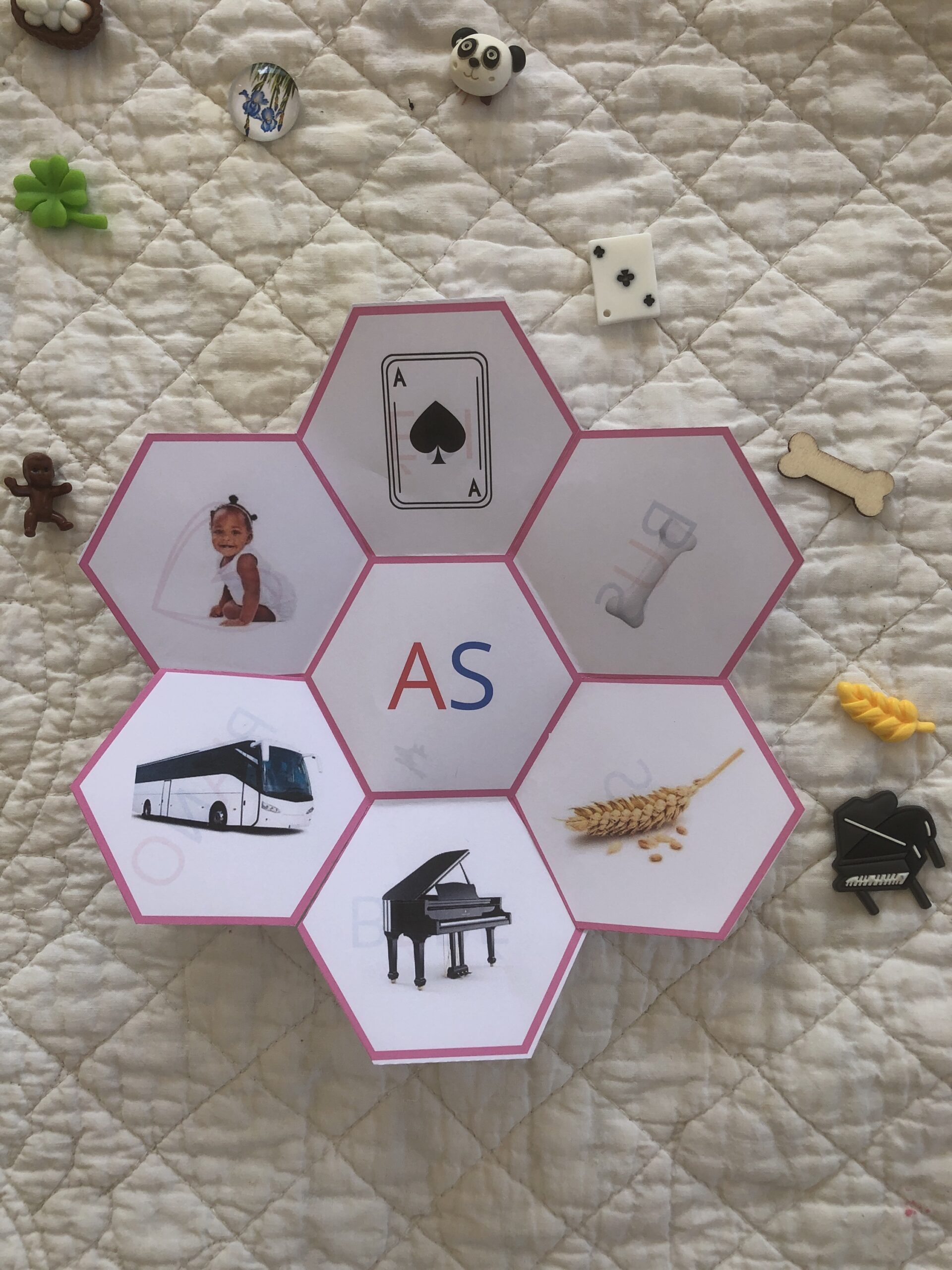6 Alvéoles Lecture, jeu de lecture à imprimer, rose bleu et vert, Fichier Numeriqur – Image 4